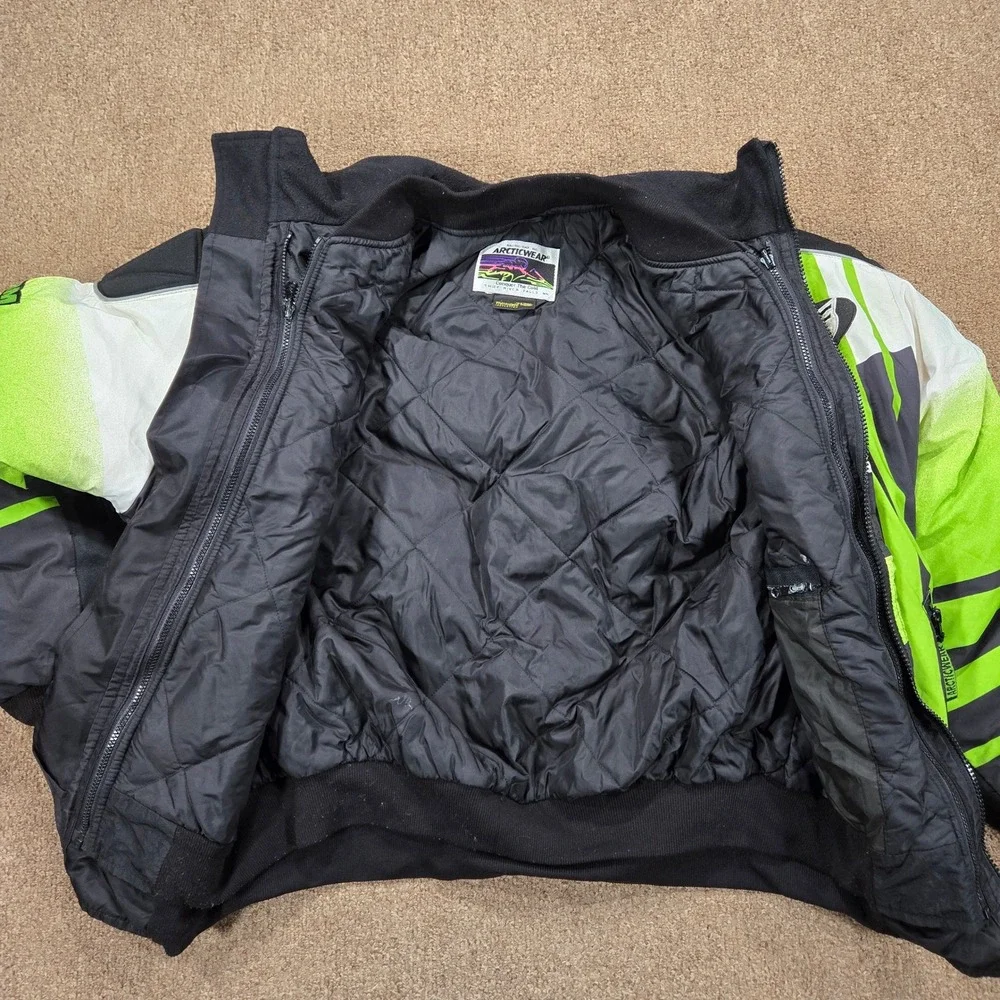 Vintage Arctic‎ Cat Vaporblast Jacket Mens Medium Green Checkered Thinsulate Zip